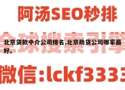 北京贷款中介公司排名,北京助贷公司哪家最好。