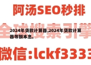 2024年贷款计算器,2024年贷款计算器等额本息。