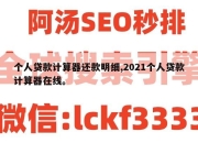 个人贷款计算器还款明细,2021个人贷款计算器在线。