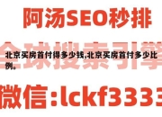 北京买房首付得多少钱,北京买房首付多少比例。