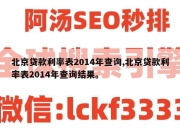北京贷款利率表2014年查询,北京贷款利率表2014年查询结果。