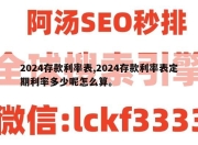 2024存款利率表,2024存款利率表定期利率多少呢怎么算。