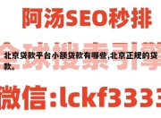 北京贷款平台小额贷款有哪些,北京正规的贷款。