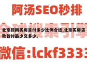 北京按揭买房首付多少比例合适,北京买房贷款首付最少交多少。