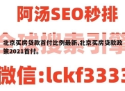 北京买房贷款首付比例最新,北京买房贷款政策2021首付。
