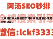 北京贷款平台有哪些公司可以用,北京办理贷款的公司。
