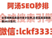 北京按揭买房首付多少比例,北京买房贷款政策2021首付。