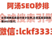 北京按揭买房首付多少比例,北京买房贷款政策2021首付。