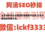 北京贷款平台小额贷款有哪些平台呢,北京小额贷款有限公司。