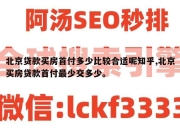 北京贷款买房首付多少比较合适呢知乎,北京买房贷款首付最少交多少。