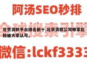北京贷款平台排名前十,北京贷款公司哪家比较被大家认可。