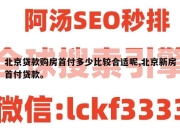 北京贷款购房首付多少比较合适呢,北京新房首付贷款。