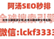 北京小额信贷公司,北京小额贷款公司名称。