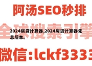 2024房贷计算器,2024房贷计算器先息后本。