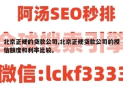 北京正规的贷款公司,北京正规贷款公司的授信额度和利率比较。