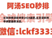 北京按揭贷款利率2024最新,北京贷款利率调整最新消息。