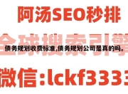 债务规划收费标准,债务规划公司是真的吗。