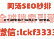 北京贷款利率25日调整,北京 贷款利率。