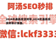 2024年最新房贷利率,2024年最新房贷利率计算器。