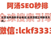 北京当天贷款平台电话,北京贷款公司联系方式。