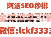 18岁借钱的平台100%能借到,18岁借钱的平台100%能借到微信打款。