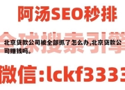 北京贷款公司被全部抓了怎么办,北京贷款公司赚钱吗。