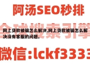 网上贷款被骗怎么解决,网上贷款被骗怎么解决没有客服的问题。