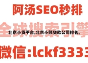 北京小贷平台,北京小额贷款公司排名。