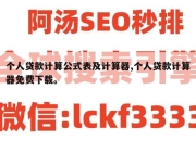 个人贷款计算公式表及计算器,个人贷款计算器免费下载。