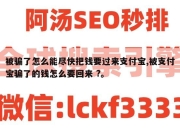被骗了怎么能尽快把钱要过来支付宝,被支付宝骗了的钱怎么要回来 ?。