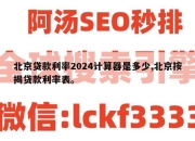 北京贷款利率2024计算器是多少,北京按揭贷款利率表。