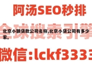 北京小额贷款公司名称,北京小贷公司有多少家。