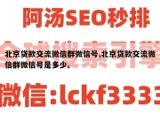 北京贷款交流微信群微信号,北京贷款交流微信群微信号是多少。