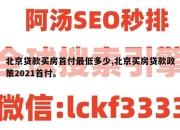 北京贷款买房首付最低多少,北京买房贷款政策2021首付。