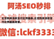 北京购房贷款首付比例最新,北京购房贷款首付比例最新政策。