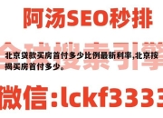 北京贷款买房首付多少比例最新利率,北京按揭买房首付多少。