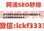 北京贷款买房首付比例2020规定是多少,北京贷款购房首付多少。