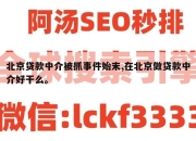 北京贷款中介被抓事件始末,在北京做贷款中介好干么。