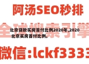 北京贷款买房首付比例2020年,2020 北京买房首付比例。
